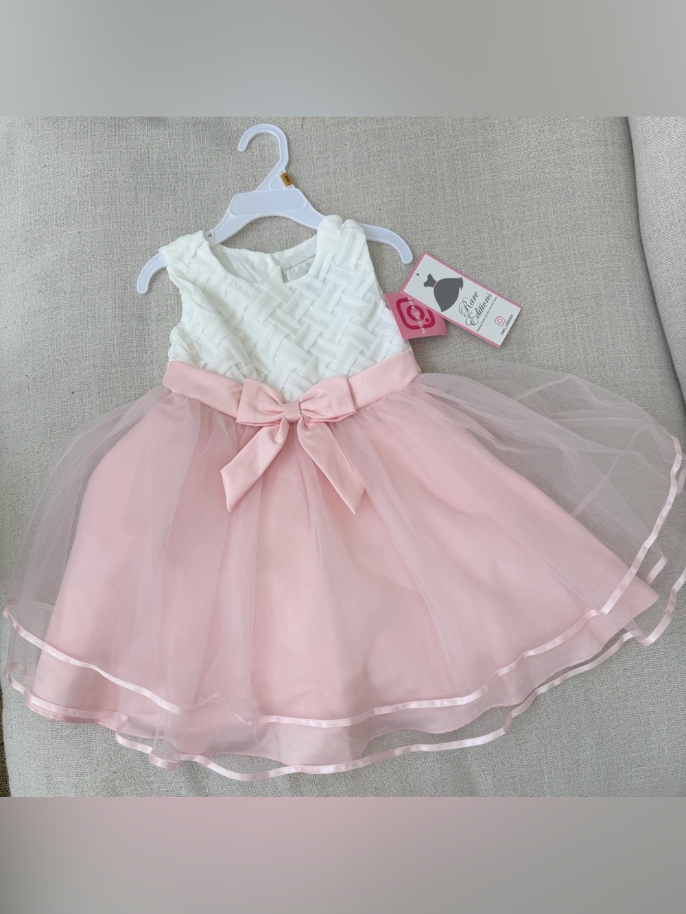 Rare Editions Ivory Woven Chiffon Dress